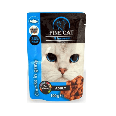 Fine Cat, пауч за котка със сьомга, Grain free, 100 гр