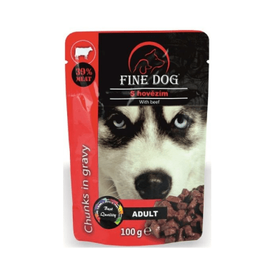 Fine Dog, пауч за куче с говеждо, Grain free, 100 гр