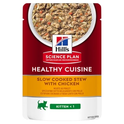Hill’s Science Plan Kitten Healthy Cuisine Stew, Пауч за малки котенца, задушено със зеленчуци и пилешко, 12брх80гр