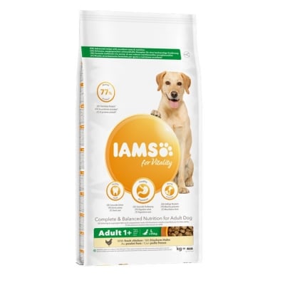Iams, за израснали кучета от едри породи, с пиле, 12 кг