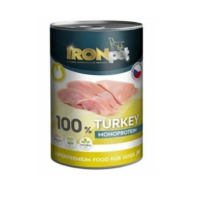 Iron Pet, консерва за куче, пуйка, монопротеин, 400 гр