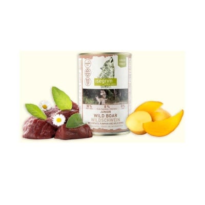ISEGRIM, Junior, консерва за малко куче, глиган, картофи и тиква, 400гр