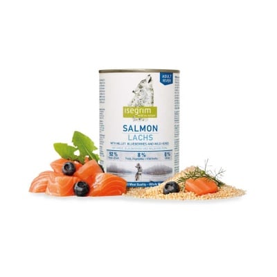 ISEGRIM, консерва за куче, сьомга и боровинки, 800гр