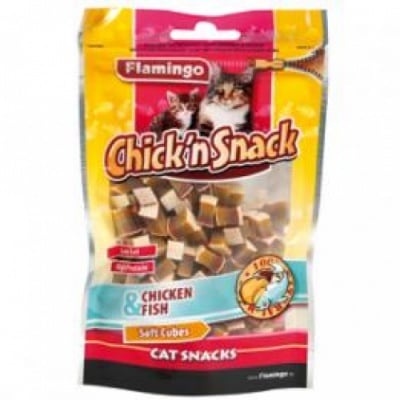 Flamingo Chick'n snack - меки кубчета от пиле и морска треска, 85гр 