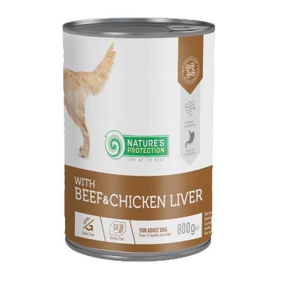 Natures Protection, Храна за кучета, С говеждо и пилешки дроб, 800гр