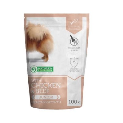 Natures Protection Junior, Пауч за малки кучета, С пиле и говеждо, 100гр