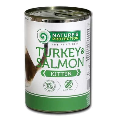 Natures Protection Kitten, Храна за малки котенца, С пуйка сьомга, 400гр