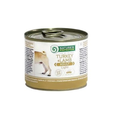 Natures Protection Light, Храна за по-малко активни кучета, С пуешко и агнешко, 200гр