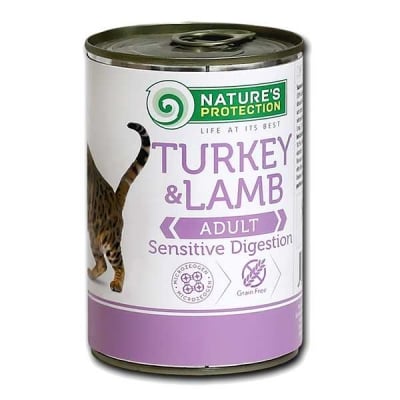 Natures Protection Sensitive Digestion - Храна за котки с чувствителна храносмилателна система, с пуйка и агне, 400 гр.