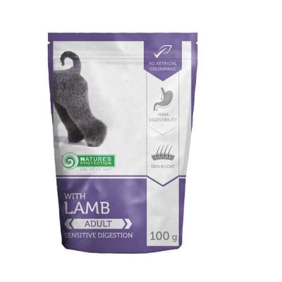 Natures Protection Sensitive Digestion, Пауч за кучета с чувствителна храносмилателна система, С агнешко, 100гр