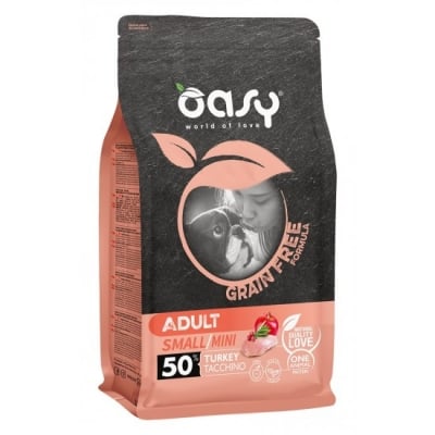 Oasy Dry Dog Grain Free Adult Mini, Храна за кучета над 1 година от мини породи, С пуйка