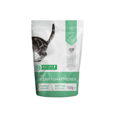 Ocean Fish & Chicken Kitten, Пауч с океанска риба и пиле за подрастващи котки, 100гр