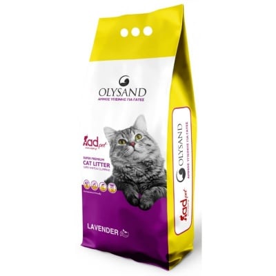 Olysand, Пасък за котки, бял бентонит, 10кг, лавандула