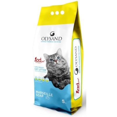 Olysand, Пасък за котки, бял бентонит, 5кг, марсилски сапун