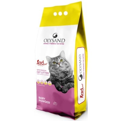 Olysand, Пасък за котки, бял бентонит, 10кг, бебешка пудра