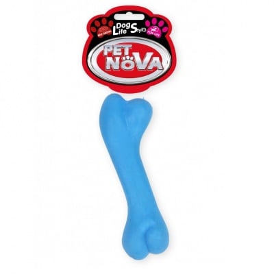 Pet Nova, играчка за куче - гумен кокал 12см, син, с вкус на мента