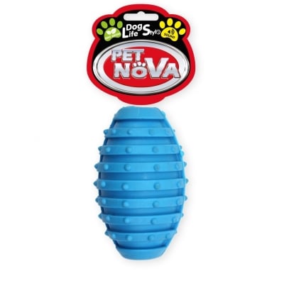 Pet Nova, играчка за куче - ръгби топка със звънец, 10см, синьо, аромат на мента