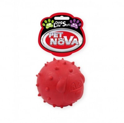 Pet Nova, играчка за куче - топка за лакомства, 6,5 см, червена, аромат на мента