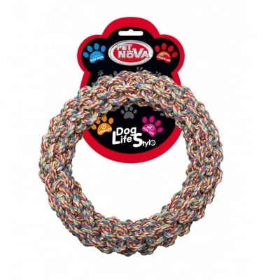 Pet Nova, играчка за куче - въжен ринг, 25см, тегло 420-490гр, многоцветен