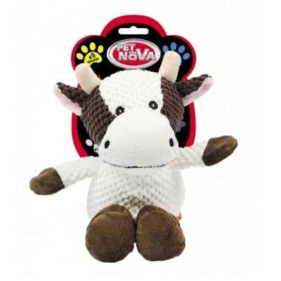 Pet Nova, плюшена играчка за куче - крава със звук, 32см