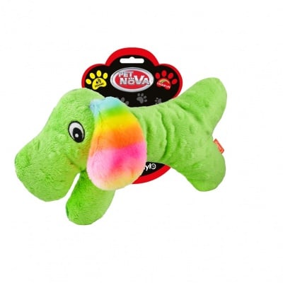 Pet Nova, плюшена играчка за куче - зелено куче със звук