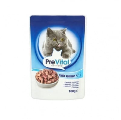 PreVital, Пауч за коте, Сьомга в сос, 100гр