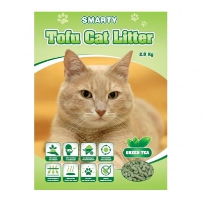 Smarty, Натурална постелка за котешка тоалетна, тофу, зелен чай, 6л, 2.8кг