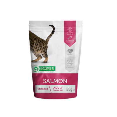 Sterilised With Salmon, Пауч със сьомга за кастрирани котки, 100 гр