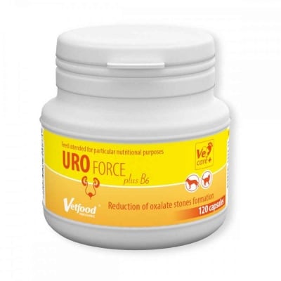 Vetfood, Uro force plus B6, при камъни в пикочните пътища, 120 капсули