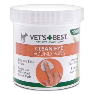 Vet`s Best Eye Round pads, почистващи тампони за очи, с Алое, 100бр