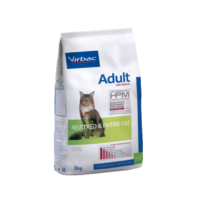 Virbac Adult with salmon Neutered & Entire cat, храна за кастрирани и некастрирани котки над 1 годиa, 100гр НАСИПНО