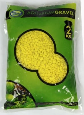 Aqua Nova Цветен пясък жълт NCG-2 3-4 mm - разфасовка от 2кг