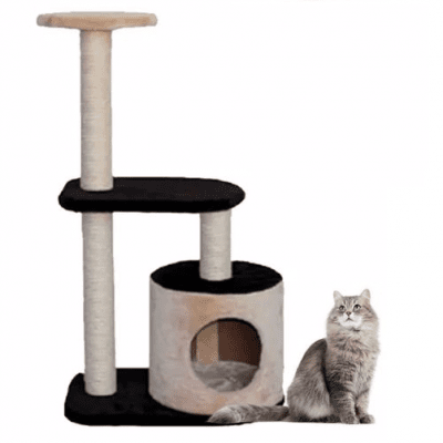 Драскало за коте с къщичка, две стойки и играчка топче 56см/35см/95см