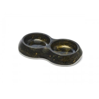 Savic Delice Double Marble - двойна хранилка за котки или малки кучета, черен мрамор, 2 х 0.2 л 