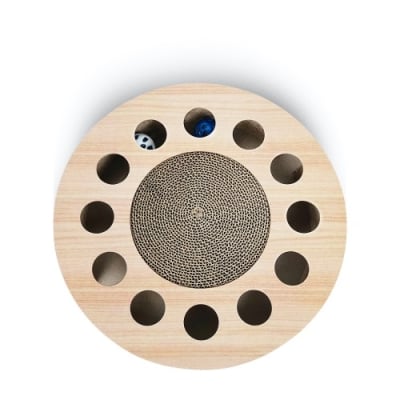 anipro Драскалка малък кръг дървен, 33х33х4.5 см