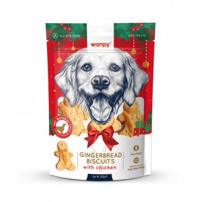 Wanpy Christmas Gingerbred Biscuits лакомство за куче с пиле, 100 гр