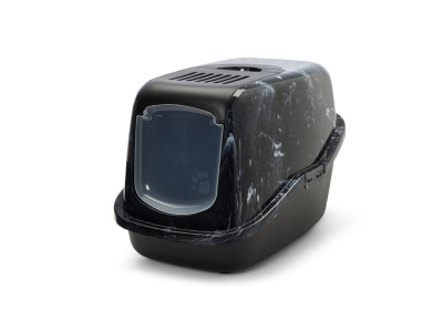 Savic Nestor Marble - Закрита котешка тоалетна - черен мрамор/черно, 56х39х38.5 см