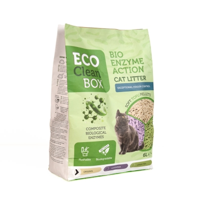 Eco Clean Box Тофу котешка тоалетна с био ензими НАТУРАЛ, 2.5кг / 6л