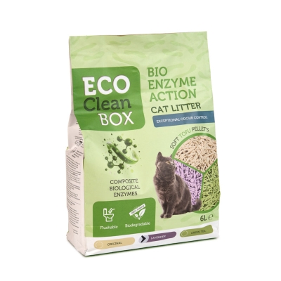 Eco Clean Box Тофу котешка тоалетна с био ензими ЛАВАНДУЛА, 2.5кг / 6л