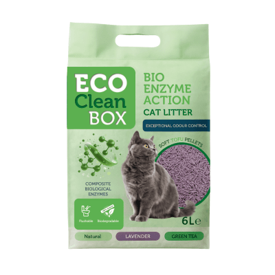 Eco Clean Box Тофу котешка тоалетна с био ензими ЛАВАНДУЛА, 2.5кг / 6л