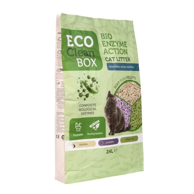 Eco Clean Box Тофу котешка тоалетна с био ензими НАТУРАЛ, 10кг / 24л