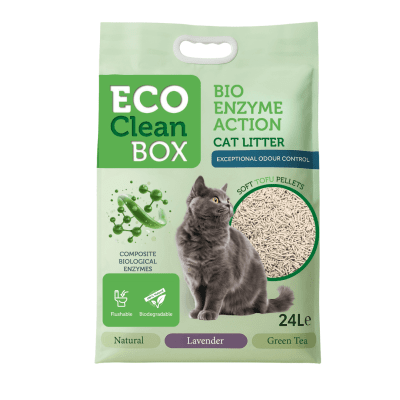 Eco Clean Box Тофу котешка тоалетна с био ензими НАТУРАЛ, 10кг / 24л