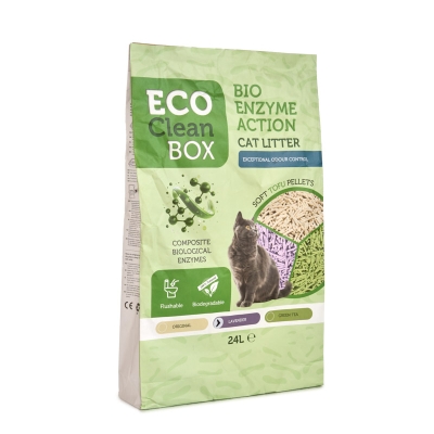 Eco Clean Box Тофу котешка тоалетна с био ензими ЛАВАНДУЛА, 10кг / 24л