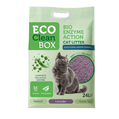 Eco Clean Box Тофу котешка тоалетна с био ензими ЛАВАНДУЛА, 10кг / 24л