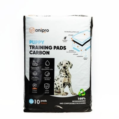 anipro Подложка за кученца с активен въглен XL 90х60 см, 10 бр в биоразградима опаковка