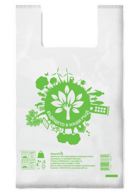 SmartPack Еко торбичка тип Потник, 410x500 мм, 1000 бр бели