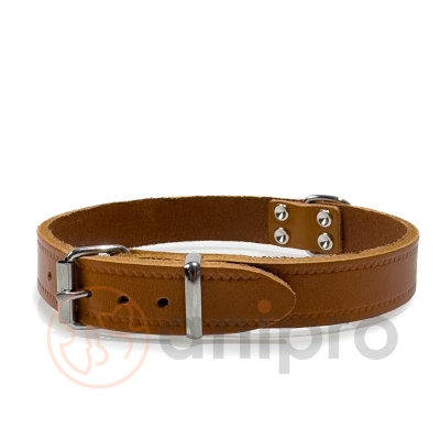 anipro нашийник мека кожа, цвят коняк, 30 мм / 70 см