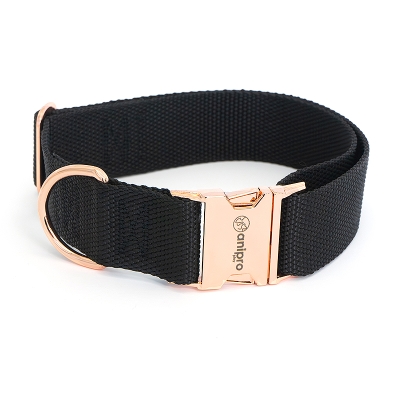 anipro Extra Strong Rose Gold нашийник  лента 40мм/45-70см - черен с тока розово злато
