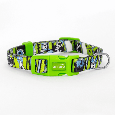 аnipro Soft Touch Dog selfie нашийник лента 10мм/20-35см със св.зелена тока