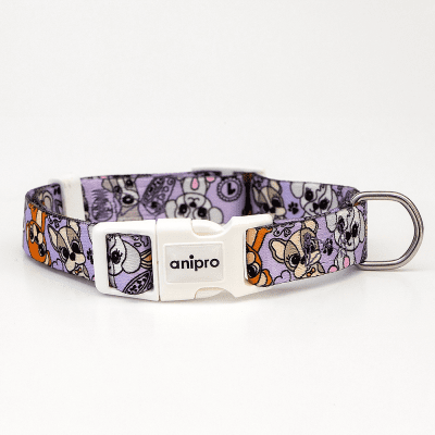 аnipro Soft Touch Cute puppies нашийник лента 20мм/40-55см с бяла тока